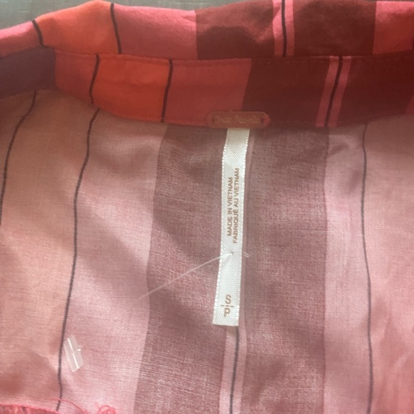 Free People Mackenzie striped point collar sleeveless tie wrap blouse - Picture 6 of 12